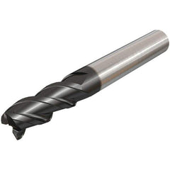 Iscar - 3mm, 10mm LOC, 6mm Shank Diam, 57mm OAL, 3 Flute, Solid Carbide Square End Mill - Single End, TiAlN Finish, Spiral Flute, 45° Helix, Right Hand Cut, Right Hand Flute - USA Tool & Supply