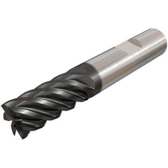 Iscar - 8mm, 20mm LOC, 8mm Shank Diam, 63mm OAL, 6 Flute, Solid Carbide Square End Mill - Single End, TiAlN Finish, Spiral Flute, 45° Helix, Right Hand Cut, Right Hand Flute - USA Tool & Supply