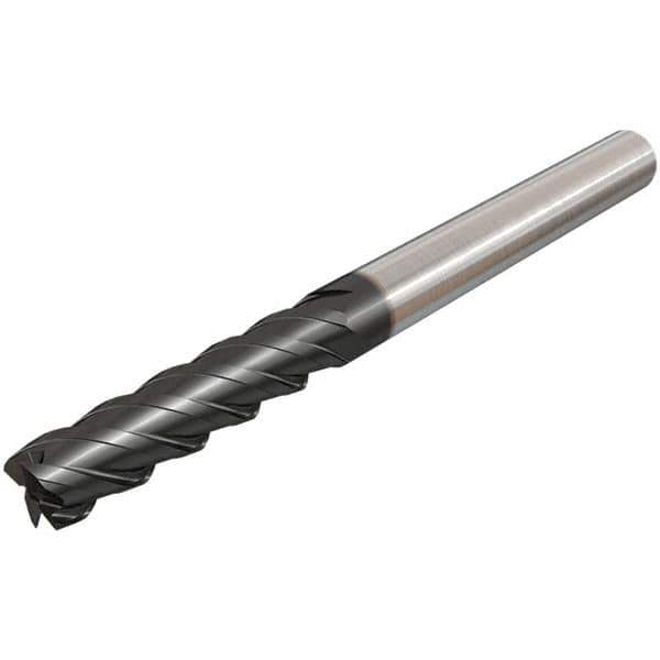 Iscar - 12mm, 48mm LOC, 12mm Shank Diam, 100mm OAL, 4 Flute, Solid Carbide Square End Mill - Single End, TiAlN Finish, Spiral Flute, 45° Helix, Right Hand Cut, Right Hand Flute - USA Tool & Supply