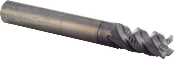 Iscar - 5/8" LOC, 4 Flute Solid Carbide Roughing & Finishing Corner Chamfer End Mill - TiCN Finish, 2-1/2" OAL, 5/16" Shank Diam, Straight Shank, 45° Helix, Non-Centercutting - USA Tool & Supply