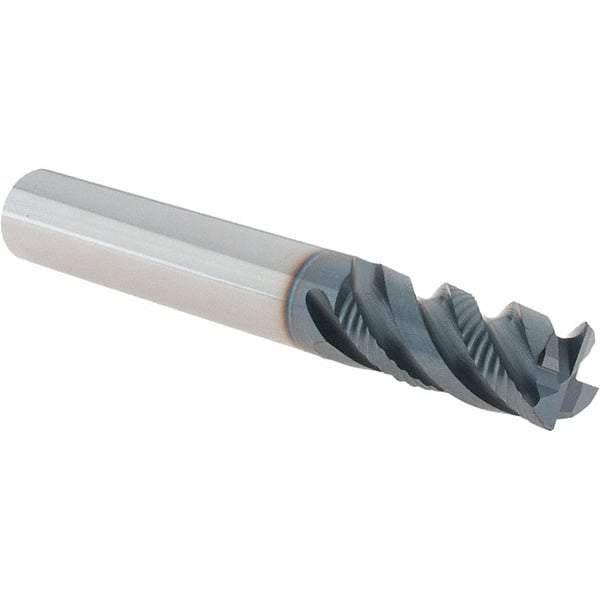 Iscar - 4 Flute Solid Carbide Roughing & Finishing Corner Chamfer End Mill - TiAlN Finish, Straight Shank, 45° Helix, Non-Centercutting, Regular Length - USA Tool & Supply