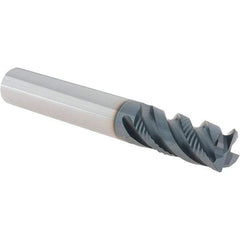 Iscar - 4 Flute Solid Carbide Roughing & Finishing Corner Chamfer End Mill - TiAlN Finish, Straight Shank, 45° Helix, Non-Centercutting, Regular Length - USA Tool & Supply