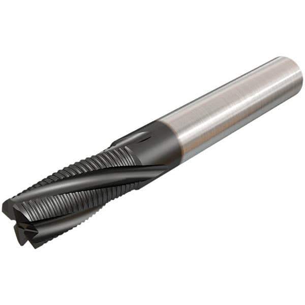 Iscar - 10mm Diam, Coarse Pitch, 20mm LOC, 4 Flute Solid Carbide 45° Corner Chamfer Roughing End Mill - TiAlN Finish, 72mm OAL, 10mm Shank Diam, Single End, 20° Helix - USA Tool & Supply