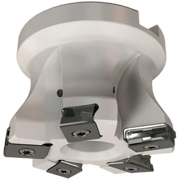 Iscar - 4 Inserts, 52mm Cut Diam, 22mm Arbor Diam, 3mm Max Depth of Cut, Indexable Square-Shoulder Face Mill - 0/90° Lead Angle, 50mm High, HTP LNHT 1006 Insert Compatibility, Through Coolant, Series TangPlunge - USA Tool & Supply