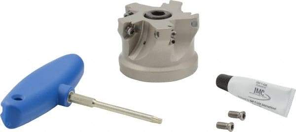 Iscar - 5 Inserts, 2-1/2" Cut Diam, 1" Arbor Diam, 0.512" Max Depth of Cut, Indexable Square-Shoulder Face Mill - 0/90° Lead Angle, 1-3/4" High, HM390 TDKT 1505 Insert Compatibility, Through Coolant, Series HeliIQMill - USA Tool & Supply