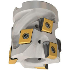 Iscar - 30 Inserts, 4" Cut Diam, 1-1/2" Arbor Diam, 2.32" Max Depth of Cut, Indexable Square-Shoulder Face Mill - 0/90° Lead Angle, 3.22" High, T490 LN.. 1306 Insert Compatibility, Through Coolant, Series Helitang - USA Tool & Supply