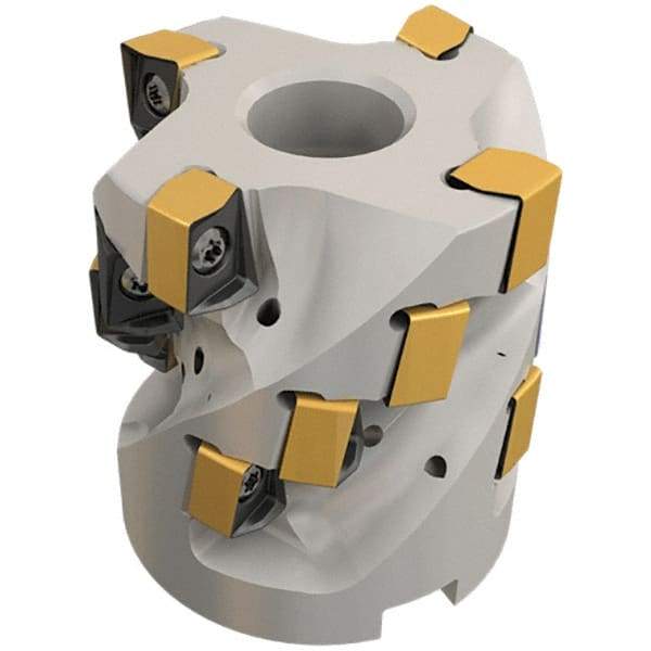 Iscar - 16 Inserts, 63mm Cut Diam, 27mm Arbor Diam, 47mm Max Depth of Cut, Indexable Square-Shoulder Face Mill - 0/90° Lead Angle, 70mm High, H490 AN.X 12 Insert Compatibility, Through Coolant, Series Helido - USA Tool & Supply