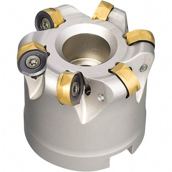 Iscar - 2" Cut Diam, 0.47" Max Depth, 3/4" Arbor Hole, 5 Inserts, H400 RNHU Insert Style, Indexable Copy Face Mill - H400 FR-16 Cutter Style, 1-1/2 High, Through Coolant, Series Helido - USA Tool & Supply
