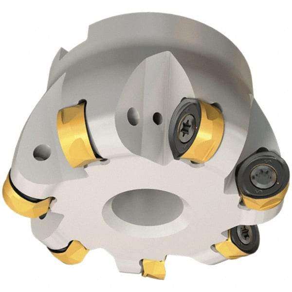 Iscar - 50mm Cut Diam, 12mm Max Depth, 22mm Arbor Hole, 5 Inserts, H400 RNHU Insert Style, Indexable Copy Face Mill - H400 FR-16 Cutter Style, 50mm High, Through Coolant, Series Helido - USA Tool & Supply