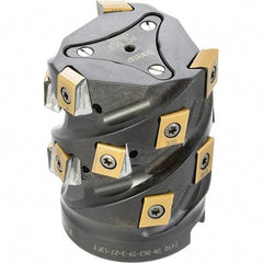 Iscar - 15 Inserts, 63mm Cut Diam, 27mm Arbor Diam, 59mm Max Depth of Cut, Indexable Square-Shoulder Face Mill - 0/90° Lead Angle, 80mm High, T490 LN.. 1306 Insert Compatibility, Through Coolant, Series Helitang - USA Tool & Supply