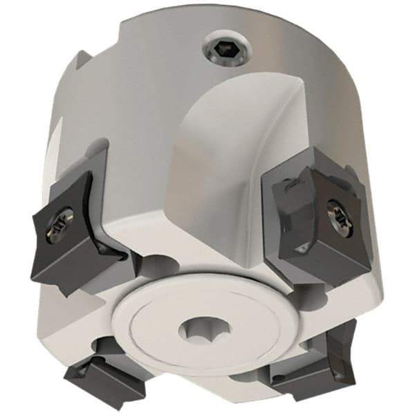 Iscar - 6 Inserts, 63mm Cut Diam, 22mm Arbor Diam, 5mm Max Depth of Cut, Indexable Square-Shoulder Face Mill - 0/90° Lead Angle, 45mm High, LN.. 11.. Insert Compatibility, Through Coolant, Series Heli2000 - USA Tool & Supply