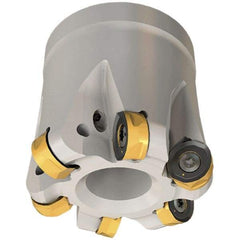 Iscar - 66mm Cut Diam, 8.7mm Max Depth, 27mm Arbor Hole, 7 Inserts, H400 RNHU Insert Style, Indexable Copy Face Mill - H400 FR-12 Cutter Style, 50mm High, Through Coolant, Series Helido - USA Tool & Supply