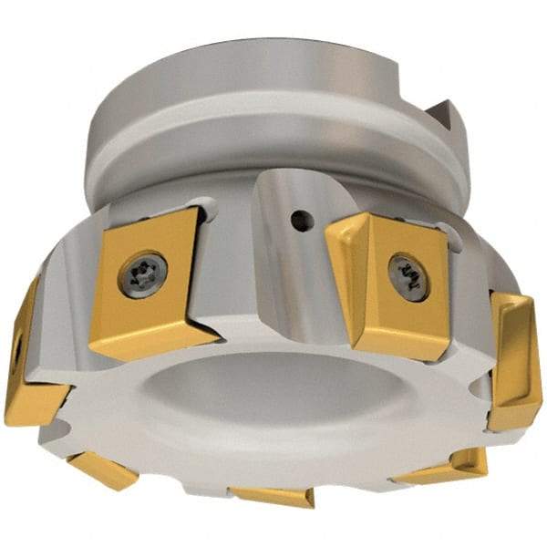 Iscar - 10 Inserts, 125mm Cut Diam, 40mm Arbor Diam, 16mm Max Depth of Cut, Indexable Square-Shoulder Face Mill - 0/90° Lead Angle, 63mm High, T490 LN.T 1607 Insert Compatibility, Through Coolant, Series Helitang - USA Tool & Supply