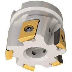 Iscar - 4 Inserts, 40mm Cut Diam, 16mm Arbor Diam, 14mm Max Depth of Cut, Indexable Square-Shoulder Face Mill - 0/90° Lead Angle, 40mm High, T290 FLN-15 Insert Compatibility, Through Coolant, Series SumoMill - USA Tool & Supply