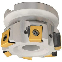 Iscar - 7 Inserts, 80mm Cut Diam, 27mm Arbor Diam, 12.5mm Max Depth of Cut, Indexable Square-Shoulder Face Mill - 0/90° Lead Angle, 50mm High, T490 LN.. 1306 Insert Compatibility, Through Coolant, Series Helitang - USA Tool & Supply