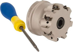 Iscar - 7 Inserts, 2" Cut Diam, 3/4" Arbor Diam, 0.315" Max Depth of Cut, Indexable Square-Shoulder Face Mill - 0/90° Lead Angle, 1.57" High, H490 AN.X 09 Insert Compatibility, Through Coolant, Series Helido - USA Tool & Supply
