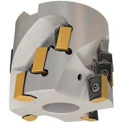 Iscar - 12 Inserts, 80mm Cut Diam, 32mm Arbor Diam, 46.5mm Max Depth of Cut, Indexable Square-Shoulder Face Mill - 0/90° Lead Angle, 70mm High, H490 AN.X 17 Insert Compatibility, Through Coolant, Series Helido - USA Tool & Supply