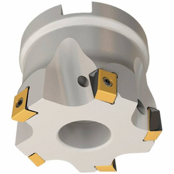 Iscar - 5 Inserts, 50mm Cut Diam, 22mm Arbor Diam, 8mm Max Depth of Cut, Indexable Square-Shoulder Face Mill - 0/90° Lead Angle, 40mm High, T490 LN.T 0804 Insert Compatibility, Through Coolant, Series Helitang - USA Tool & Supply