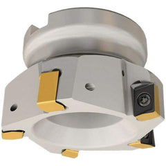 Iscar - 7 Inserts, 80mm Cut Diam, 27mm Arbor Diam, 12mm Max Depth of Cut, Indexable Square-Shoulder Face Mill - 0/90° Lead Angle, 50mm High, H490 AN.X 12 Insert Compatibility, Through Coolant, Series Helido - USA Tool & Supply