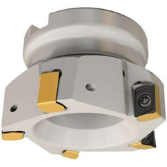 Iscar - 6 Inserts, 63mm Cut Diam, 27mm Arbor Diam, 12mm Max Depth of Cut, Indexable Square-Shoulder Face Mill - 0/90° Lead Angle, 50mm High, H490 AN.X 12 Insert Compatibility, Through Coolant, Series Helido - USA Tool & Supply