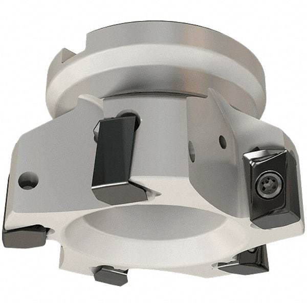 Iscar - 8 Inserts, 100mm Cut Diam, 32mm Arbor Diam, 16.3mm Max Depth of Cut, Indexable Square-Shoulder Face Mill - 0/90° Lead Angle, 50mm High, H490 AN.X 17 Insert Compatibility, Through Coolant, Series Helido - USA Tool & Supply