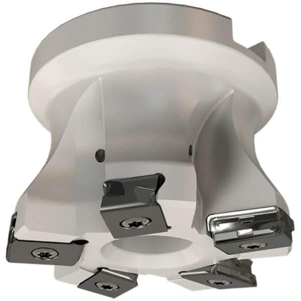 Iscar - 6 Inserts, 80mm Cut Diam, 32mm Arbor Diam, 3mm Max Depth of Cut, Indexable Square-Shoulder Face Mill - 0/90° Lead Angle, 50mm High, HTP LNHT 1006 Insert Compatibility, Through Coolant, Series TangPlunge - USA Tool & Supply