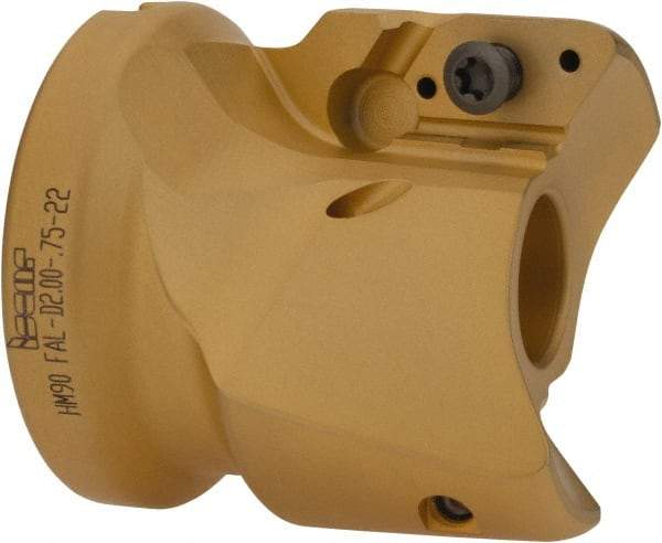 Iscar - 2 Inserts, 2" Cut Diam, 3/4" Arbor Diam, 0.807" Max Depth of Cut, Indexable Square-Shoulder Face Mill - 0/90° Lead Angle, 2" High, HM90 APCR 2206.. Insert Compatibility, Through Coolant, Series Helialu - USA Tool & Supply