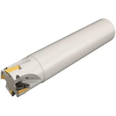 Iscar - 32mm Cut Diam, 8mm Max Depth of Cut, 32mm Shank Diam, 130mm OAL, Indexable Square Shoulder Helical End Mill - HM390 TPKT 1003 Inserts, Cylindrical Shank, 90° Lead Angle, Through Coolant, Series HeliIQMill - USA Tool & Supply