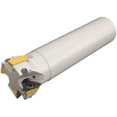 Iscar - 50mm Cut Diam, 13mm Max Depth of Cut, 32mm Shank Diam, 130mm OAL, Indexable Square Shoulder Helical End Mill - HM390 TDKT 1505 Inserts, Cylindrical Shank, 90° Lead Angle, Through Coolant, Series HeliIQMill - USA Tool & Supply
