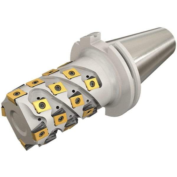 Iscar - 80mm Cut Diam, 128mm Max Depth of Cut, Indexable Square Shoulder End Mill - T490 LN.T 13.. Inserts, INT50 Taper Shank, 90° Lead Angle, Through Coolant, Series Helitang - USA Tool & Supply