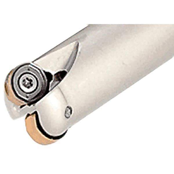 Iscar - 1" Cut Diam, 0.295" Max Depth of Cut, 1" Shank Diam, 5" OAL, Indexable Copy End Mill - 3 Inserts, H400 RNHU Insert, Weldon Shank, Through Coolant - USA Tool & Supply
