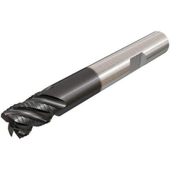 Iscar - 7mm Diam, Coarse Pitch, 7mm LOC, 4 Flute Solid Carbide 45° Corner Chamfer Roughing End Mill - TiAlN Finish, 63mm OAL, 8mm Shank Diam, Single End, 45° Helix - USA Tool & Supply
