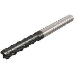 Iscar - 14mm, 50mm LOC, 14mm Shank Diam, 100mm OAL, 4 Flute, Solid Carbide Square End Mill - Single End, TiAlN Finish, Spiral Flute, 45° Helix, Right Hand Cut, Right Hand Flute - USA Tool & Supply