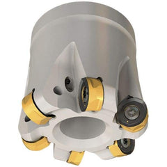 Iscar - 52mm Cut Diam, 8.7mm Max Depth, 22mm Arbor Hole, 6 Inserts, H400 RNHU Insert Style, Indexable Copy Face Mill - H400 FR-12 Cutter Style, 50mm High, Through Coolant, Series Helido - USA Tool & Supply