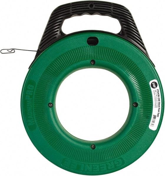 Greenlee - 240 Ft. Long x 1/8 Inch Wide, Steel Fish Tape - 400 Lb. Pulling Strength, Includes Case - USA Tool & Supply