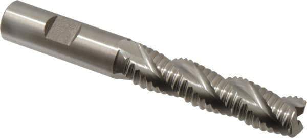 Hertel - 5/8" Diam, Coarse Pitch, 2-1/2" LOC, 3 Flute Cobalt Roughing Square End Mill - Uncoated, 4-5/8" OAL, 5/8" Shank Diam, Single End, Centercutting, 37° Helix - USA Tool & Supply