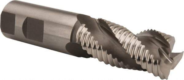 Hertel - 1" Diam, Coarse Pitch, 2" LOC, 3 Flute Cobalt Roughing Square End Mill - Uncoated, 4-1/2" OAL, 1" Shank Diam, Single End, Centercutting, 37° Helix - USA Tool & Supply