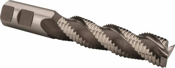 Hertel - 1" Diam, Coarse Pitch, 4" LOC, 3 Flute Cobalt Roughing Square End Mill - Uncoated, 6-1/2" OAL, 1" Shank Diam, Single End, Centercutting, 37° Helix - USA Tool & Supply