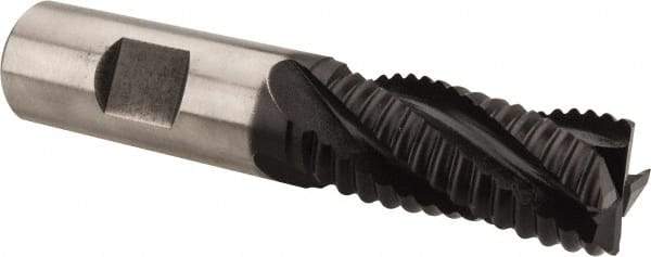Hertel - 3/4" Diam, Coarse Pitch, 1-5/8" LOC, 4 Flute Cobalt Roughing Square End Mill - TiAlN Finish, 3-3/4" OAL, 3/4" Shank Diam, Single End, Centercutting, 30° Helix - USA Tool & Supply