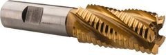 Hertel - 1" Diam, Coarse Pitch, 2" LOC, 5 Flute Cobalt Roughing Square End Mill - TiN Finish, 4-1/4" OAL, 3/4" Shank Diam, Single End, 30° Helix - USA Tool & Supply