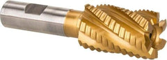 Hertel - 1-1/4" Diam, Coarse Pitch, 2" LOC, 6 Flute Cobalt Roughing Square End Mill - TiN Finish, 4-1/2" OAL, 3/4" Shank Diam, Single End, 30° Helix - USA Tool & Supply