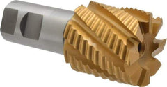 Hertel - 2" Diam, Coarse Pitch, 2" LOC, 8 Flute Cobalt Roughing Square End Mill - TiN Finish, 4-1/2" OAL, 1-1/4" Shank Diam, Single End, 30° Helix - USA Tool & Supply
