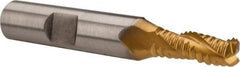 Hertel - 1/4" Diam, Coarse Pitch, 5/8" LOC, 3 Flute Cobalt Roughing Square End Mill - TiN Finish, 2-7/16" OAL, 3/8" Shank Diam, Single End, Centercutting, 30° Helix - USA Tool & Supply