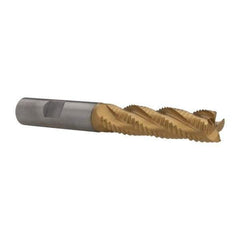 Hertel - 1/2" Diam, Coarse Pitch, 2" LOC, 4 Flute Cobalt Roughing Square End Mill - TiN Finish, 4" OAL, 1/2" Shank Diam, Single End, Centercutting, 30° Helix - USA Tool & Supply