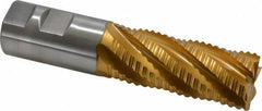 Hertel - 1-1/4" Diam, Coarse Pitch, 3" LOC, 6 Flute Cobalt Roughing Square End Mill - TiN Finish, 5-1/2" OAL, 1-1/4" Shank Diam, Single End, Centercutting, 30° Helix - USA Tool & Supply