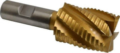 Hertel - 1-1/2" Diam, Coarse Pitch, 2" LOC, 6 Flute Cobalt Roughing Square End Mill - TiN Finish, 4-1/4" OAL, 3/4" Shank Diam, Single End, Centercutting, 30° Helix - USA Tool & Supply