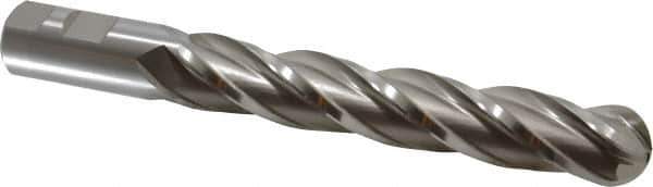 Hertel - 1" Diam, 6" LOC, 4 Flute Cobalt Ball End Mill - Uncoated, Single End, 8-1/2" OAL, 1" Shank Diam, Spiral Flute - USA Tool & Supply