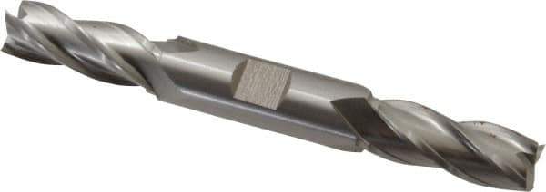Hertel - 9/16", 1-3/8" LOC, 5/8" Shank Diam, 5" OAL, 4 Flute, Cobalt Square End Mill - Double End, Uncoated, Spiral Flute, 30° Helix, Centercutting, Right Hand Cut, Right Hand Flute - USA Tool & Supply