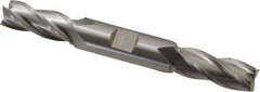Hertel - 9/16", 1-3/8" LOC, 5/8" Shank Diam, 5" OAL, 4 Flute, Cobalt Square End Mill - Double End, Uncoated, Spiral Flute, 30° Helix, Centercutting, Right Hand Cut, Right Hand Flute - USA Tool & Supply