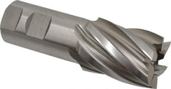 Hertel - 1-1/2", 2" LOC, 1-1/4" Shank Diam, 4-1/2" OAL, 6 Flute, Cobalt Square End Mill - Single End, Uncoated, Spiral Flute, 30° Helix, Right Hand Cut, Right Hand Flute - USA Tool & Supply